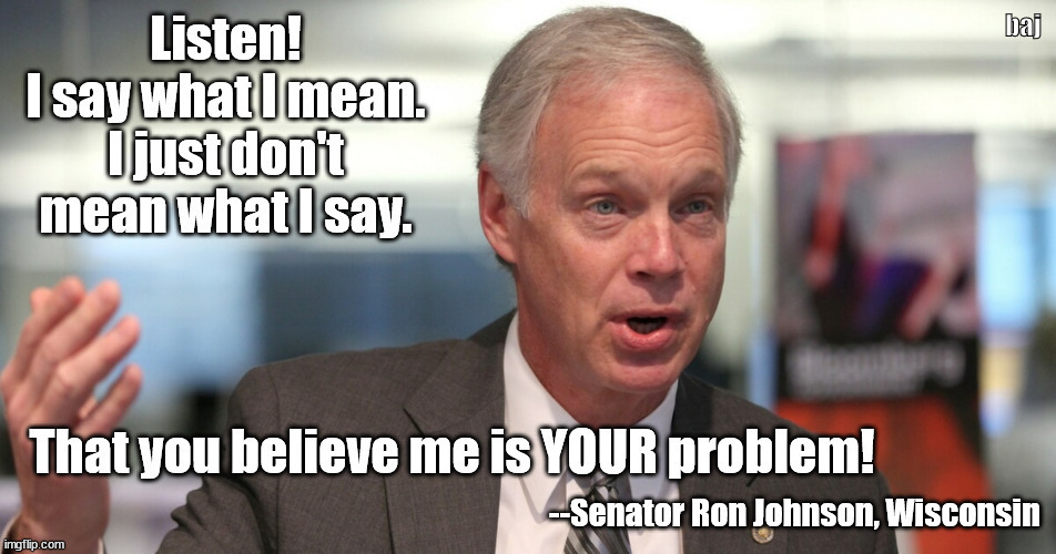 Ron Johnson fibbed |  baj | image tagged in senator,unbelievable,situation normal | made w/ Imgflip meme maker