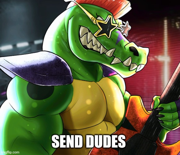 Look at description | WE NEED BACKUP; SEND DUDES | image tagged in monty gator announcement template | made w/ Imgflip meme maker