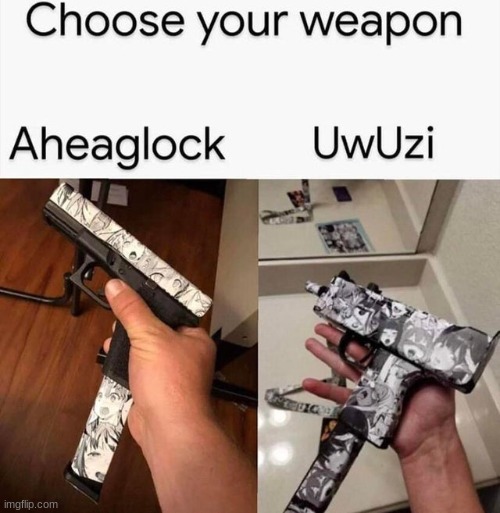 bro WHO TF GAVE THE WEEB THE GUN SKIN OPTION | made w/ Imgflip meme maker