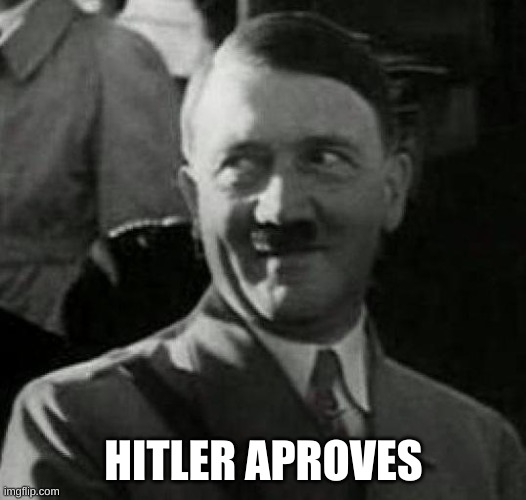 Hitler laugh  | HITLER APROVES | image tagged in hitler laugh | made w/ Imgflip meme maker