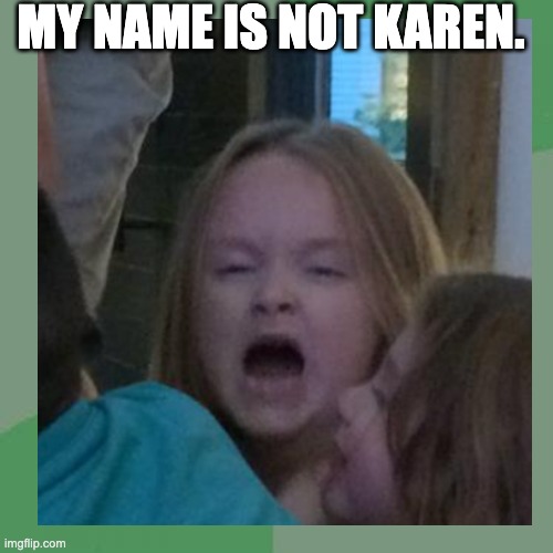 My Name is Not Karen | MY NAME IS NOT KAREN. | image tagged in karen,not karen,little karen | made w/ Imgflip meme maker