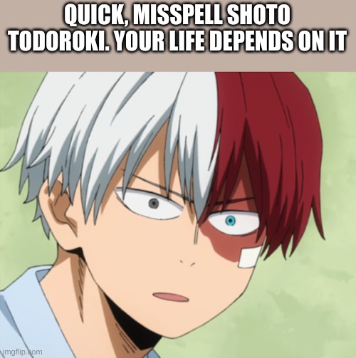 What am I doing with my life? | QUICK, MISSPELL SHOTO TODOROKI. YOUR LIFE DEPENDS ON IT | image tagged in surprised todoroki | made w/ Imgflip meme maker
