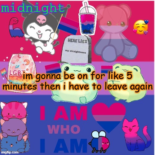 im not even supposed to be on my phone, yes im still at the hospital with my little sister who choked on a lemon | midnight; im gonna be on for like 5 minutes then i have to leave again | image tagged in midnight's bi temp | made w/ Imgflip meme maker