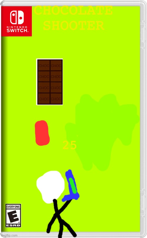 Chocolate shooter | CHOCOLATE SHOOTER; 25 | image tagged in nintendo switch,chocolate,shooter | made w/ Imgflip meme maker