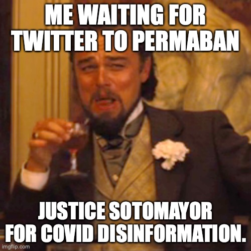 Even the CDC issued a rebuke for her remarkably dumb COVID comments. | ME WAITING FOR TWITTER TO PERMABAN; JUSTICE SOTOMAYOR FOR COVID DISINFORMATION. | image tagged in 2022,justice,sotomayor,covid,lies,liberals | made w/ Imgflip meme maker