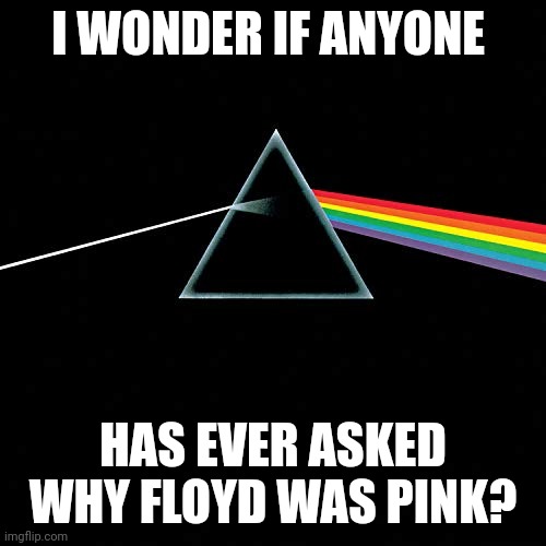 Floyd Pink | I WONDER IF ANYONE; HAS EVER ASKED WHY FLOYD WAS PINK? | image tagged in memes,funny memes,pink floyd,pie charts,minecraft,boobs | made w/ Imgflip meme maker