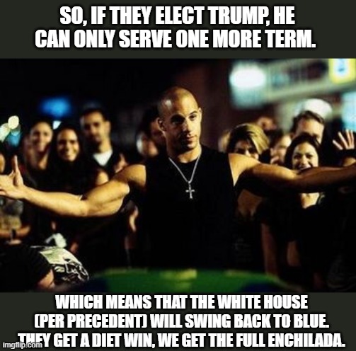 Deplorables want a do-over instead of a fresh start? How short sighted. | SO, IF THEY ELECT TRUMP, HE CAN ONLY SERVE ONE MORE TERM. WHICH MEANS THAT THE WHITE HOUSE (PER PRECEDENT) WILL SWING BACK TO BLUE. THEY GET A DIET WIN, WE GET THE FULL ENCHILADA. | image tagged in winnings winning,maga,logic,fail,lol,derp | made w/ Imgflip meme maker