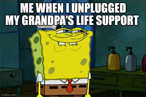 Don't You Squidward Meme | ME WHEN I UNPLUGGED MY GRANDPA'S LIFE SUPPORT | image tagged in memes,don't you squidward | made w/ Imgflip meme maker