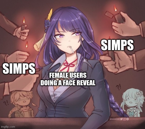 hahah smip | SIMPS; SIMPS; FEMALE USERS DOING A FACE REVEAL | made w/ Imgflip meme maker