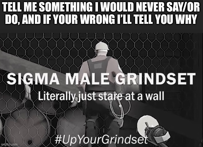 TELL ME SOMETHING I WOULD NEVER SAY/OR DO, AND IF YOUR WRONG I’LL TELL YOU WHY | made w/ Imgflip meme maker
