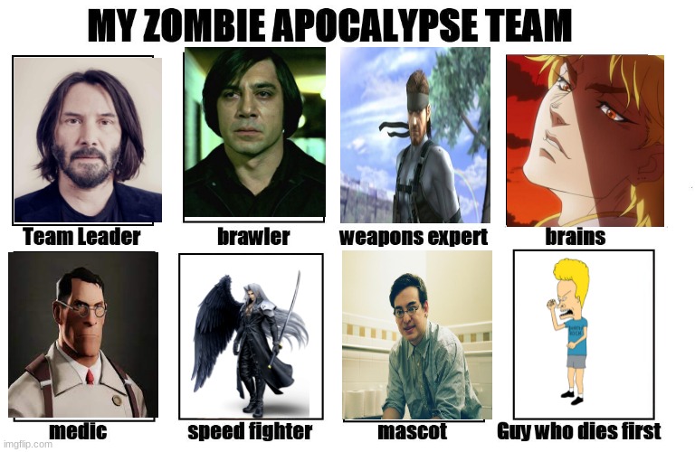 The best zombie apocalypse team ever. | image tagged in my zombie apocalypse team | made w/ Imgflip meme maker