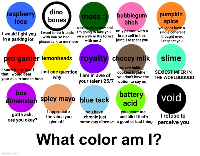 What color am I? | made w/ Imgflip meme maker