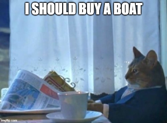 I Should Buy A Boat Cat |  I SHOULD BUY A BOAT | image tagged in memes,i should buy a boat cat | made w/ Imgflip meme maker