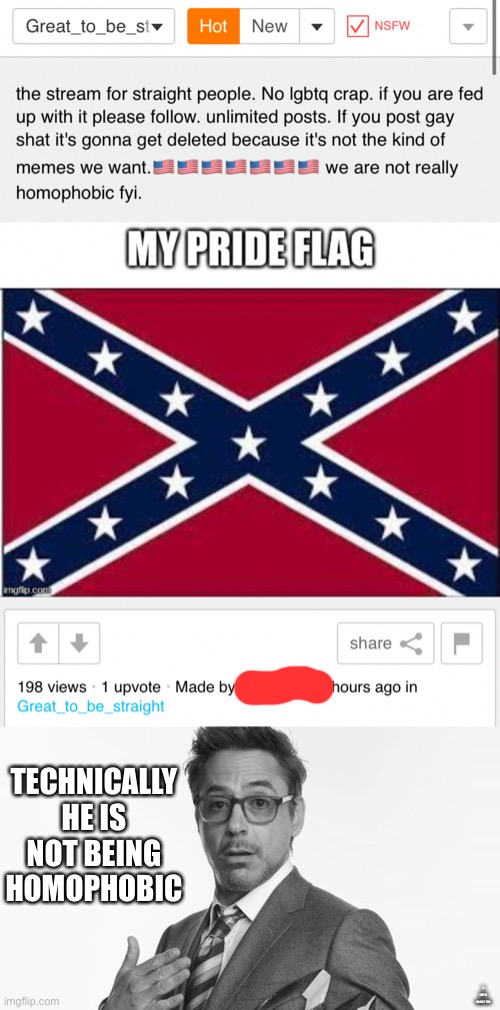 TECHNICALLY HE IS NOT BEING HOMOPHOBIC; A LITTLE RACIST THO | image tagged in robert downey jr's comments | made w/ Imgflip meme maker