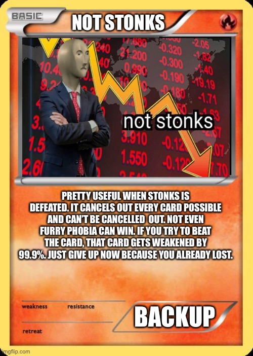 High Quality Not stonks card Blank Meme Template