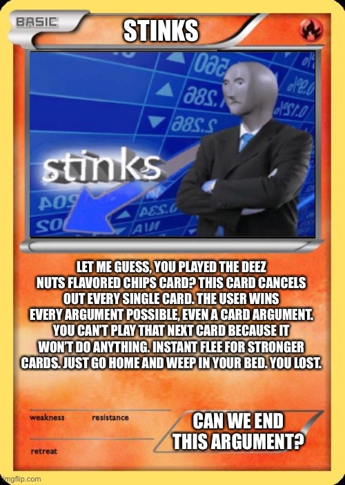 High Quality Stinks card Blank Meme Template