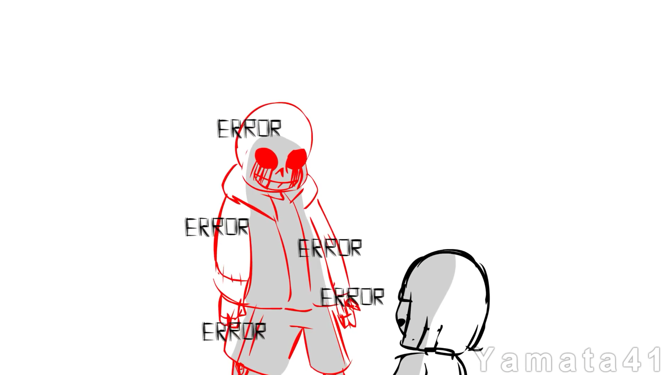 High Quality Error!Sans looking down at Core!frisk Blank Meme Template