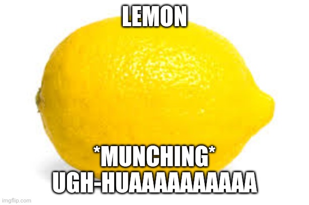 When life gives you lemons, X | LEMON *MUNCHING*

UGH-HUAAAAAAAAAA | image tagged in when life gives you lemons x | made w/ Imgflip meme maker