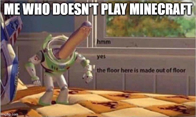 hmm yes the floor here is made out of floor | ME WHO DOESN'T PLAY MINECRAFT | image tagged in hmm yes the floor here is made out of floor | made w/ Imgflip meme maker