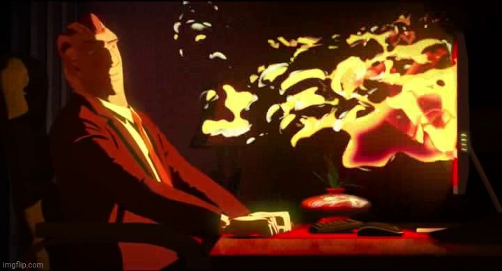 Burning PC | image tagged in burning pc | made w/ Imgflip meme maker