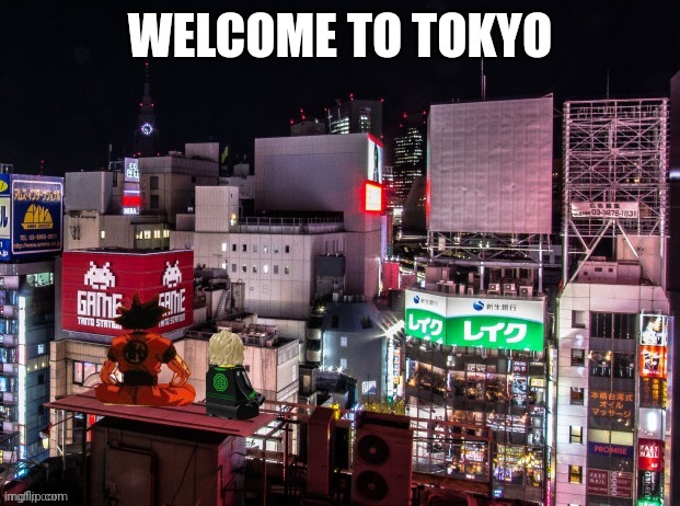 Goku and Lloyd chilling | WELCOME TO TOKYO | image tagged in goku and lloyd chilling | made w/ Imgflip meme maker