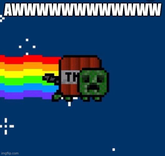 Nyan Creeper | AWWWWWWWWWWWW | image tagged in nyan creeper | made w/ Imgflip meme maker