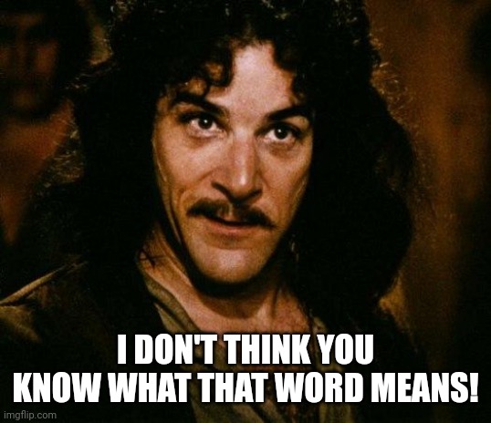 Inigo Montoya Meme | I DON'T THINK YOU KNOW WHAT THAT WORD MEANS! | image tagged in memes,inigo montoya | made w/ Imgflip meme maker