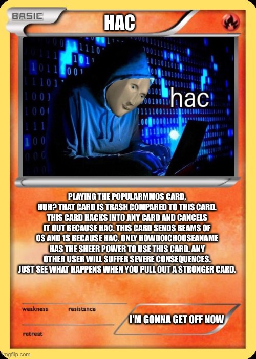 High Quality Hac card Blank Meme Template