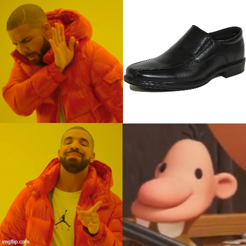 Manny's head=shoe | image tagged in memes,drake hotline bling | made w/ Imgflip meme maker