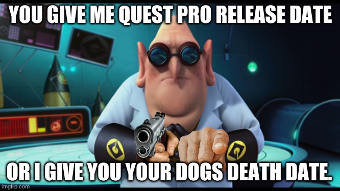 GIVE IT TO ME!!!!!! | YOU GIVE ME QUEST PRO RELEASE DATE; OR I GIVE YOU YOUR DOGS DEATH DATE. | image tagged in pingas | made w/ Imgflip meme maker