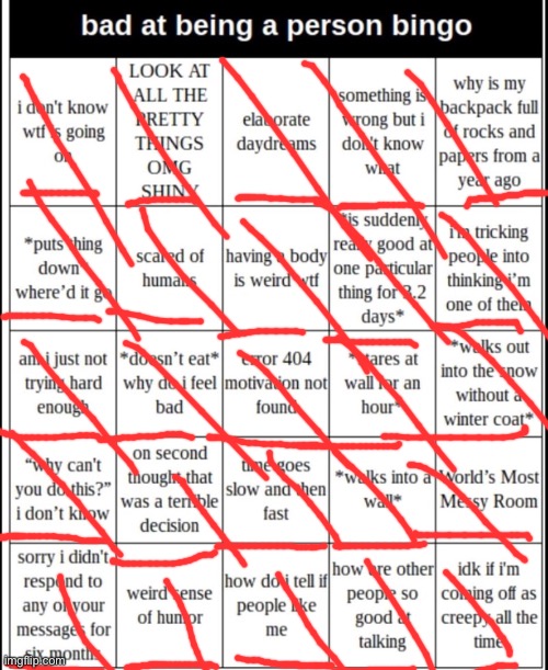 oh f***.. wait wot | image tagged in bad at being a person bingo | made w/ Imgflip meme maker