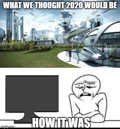 WHAT WE THOUGHT 2020 WOULD BE; HOW IT WAS | image tagged in the future world if,confused guy | made w/ Imgflip meme maker