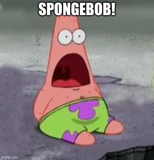 Suprised Patrick | SPONGEBOB! | image tagged in suprised patrick | made w/ Imgflip meme maker