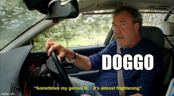 sometimes my genius is... it's almost frightening | DOGGO | image tagged in sometimes my genius is it's almost frightening | made w/ Imgflip meme maker