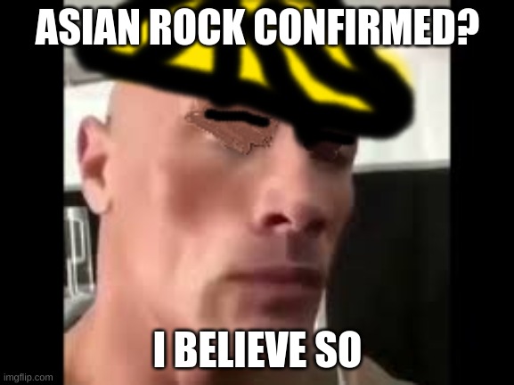 Asian Rock confirmed | ASIAN ROCK CONFIRMED? I BELIEVE SO | image tagged in asian rock confirmed | made w/ Imgflip meme maker