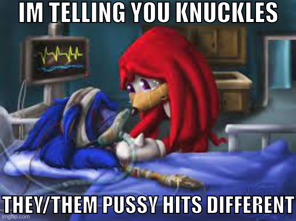 this pic goes deep | IM TELLING YOU KNUCKLES; THEY/THEM PUSSY HITS DIFFERENT | made w/ Imgflip meme maker