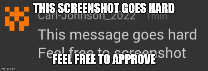 This approval goes hard, feel free to comment | THIS SCREENSHOT GOES HARD; FEEL FREE TO APPROVE | made w/ Imgflip meme maker