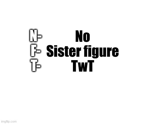 Blank White Template | No
Sister figure
TwT; N-
F-
T- | image tagged in blank white template | made w/ Imgflip meme maker