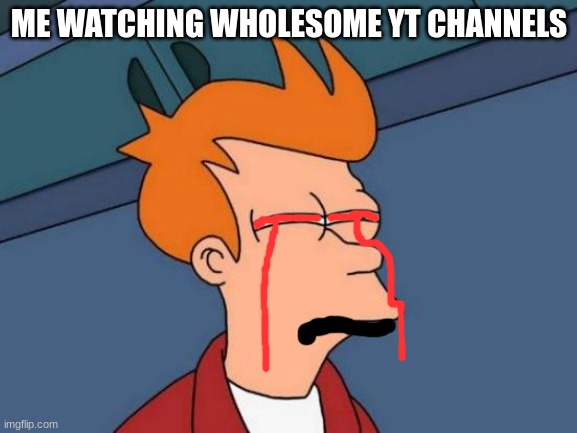 wholesome chanels suck | ME WATCHING WHOLESOME YT CHANNELS | image tagged in memes,futurama fry | made w/ Imgflip meme maker
