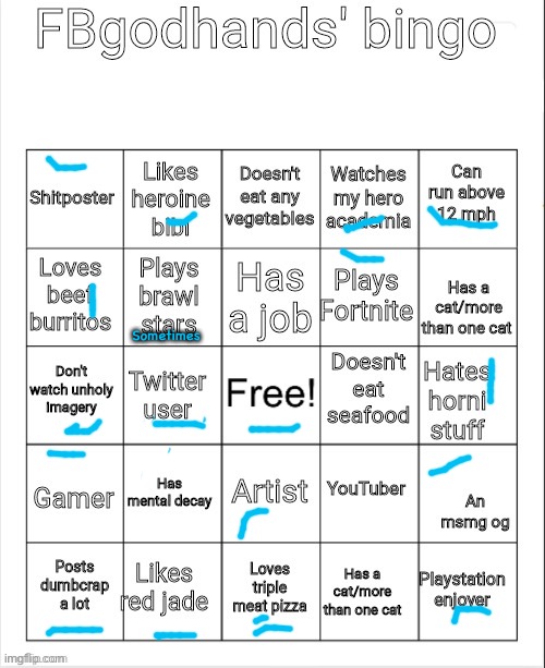 fbgodhands bingo | Sometimes | image tagged in fbgodhands bingo | made w/ Imgflip meme maker