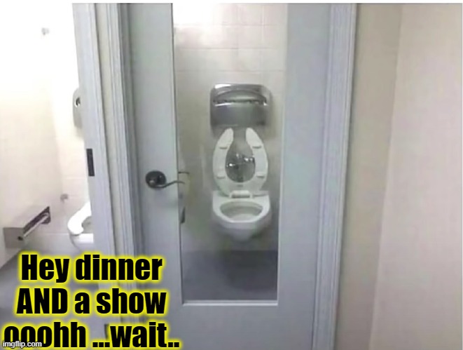 the peoples toilet | Hey dinner AND a show ooohh ...wait.. | image tagged in show more,you had one job,shit happens,wtf,toilet humor,ha gay | made w/ Imgflip meme maker