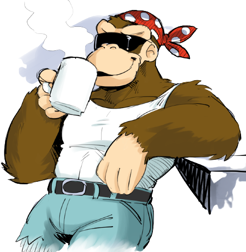 High Quality Funky Kong sipping coffee transparent Blank Meme Template