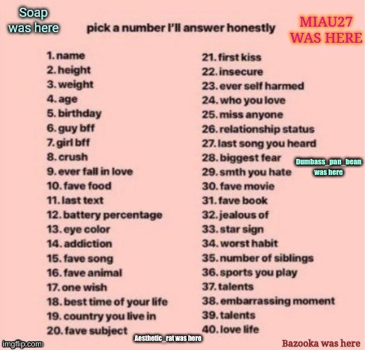 *listening to Pirates of the Caribbean(?)* | Dumbass_pan_bean was here | image tagged in pick a number | made w/ Imgflip meme maker