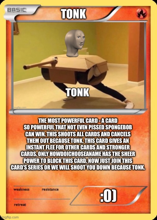 High Quality Tonk card Blank Meme Template