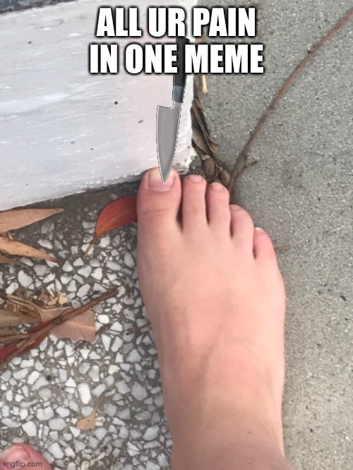 ALL UR PAIN IN ONE MEME | image tagged in annoying foot | made w/ Imgflip meme maker