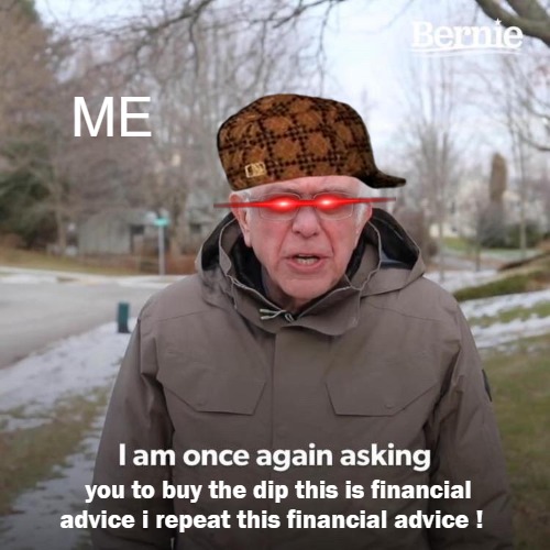 take it | ME; you to buy the dip this is financial advice i repeat this financial advice ! | image tagged in memes,bernie i am once again asking for your support | made w/ Imgflip meme maker