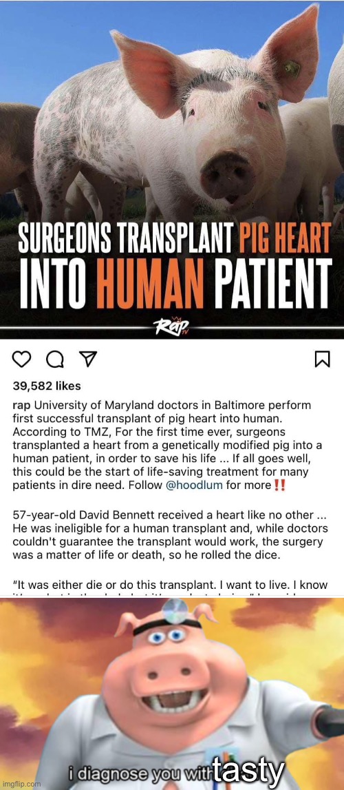 Tasty | tasty | image tagged in i diagnose you with dead,tasty,transplant,heart,surgery | made w/ Imgflip meme maker