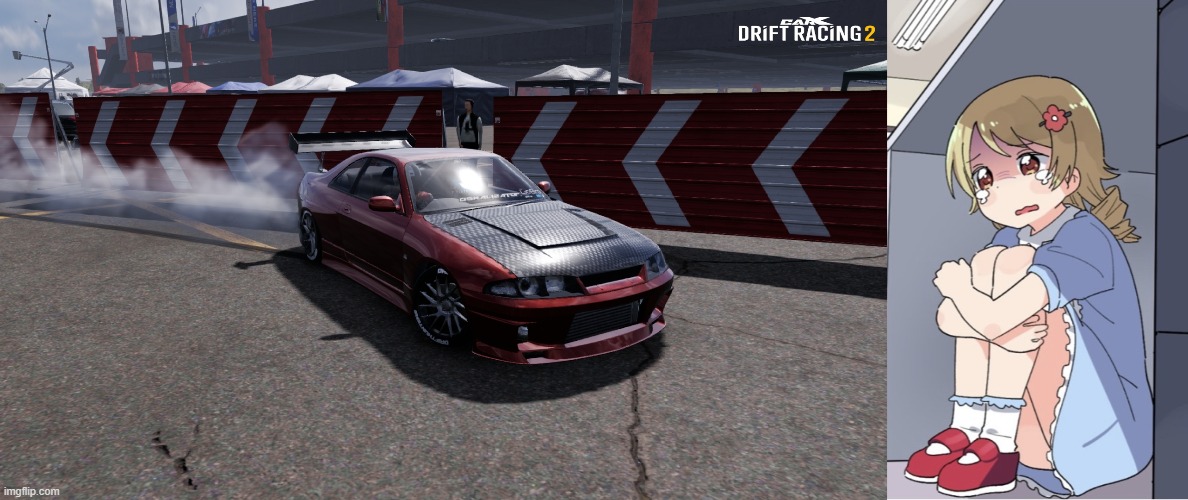 image tagged in nissan skyline r33,anime girl hiding from terminator | made w/ Imgflip meme maker