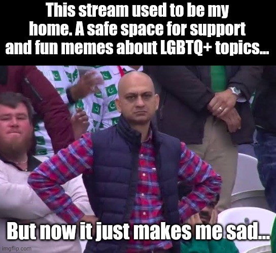 Why do people go out of their way to find hate and bring it here? |  This stream used to be my home. A safe space for support and fun memes about LGBTQ+ topics... But now it just makes me sad... | made w/ Imgflip meme maker