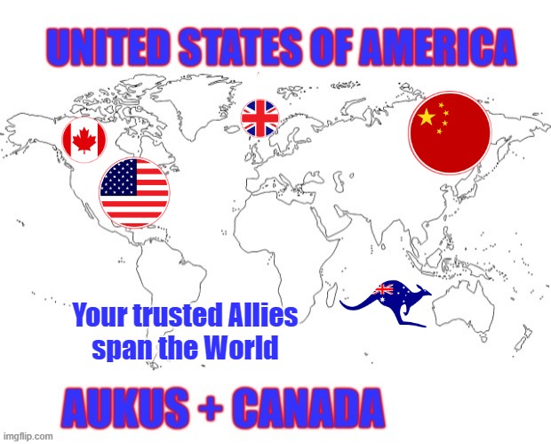 America - you have competent, well-placed Allies. | Your trusted Allies
span the World | image tagged in best friends | made w/ Imgflip meme maker